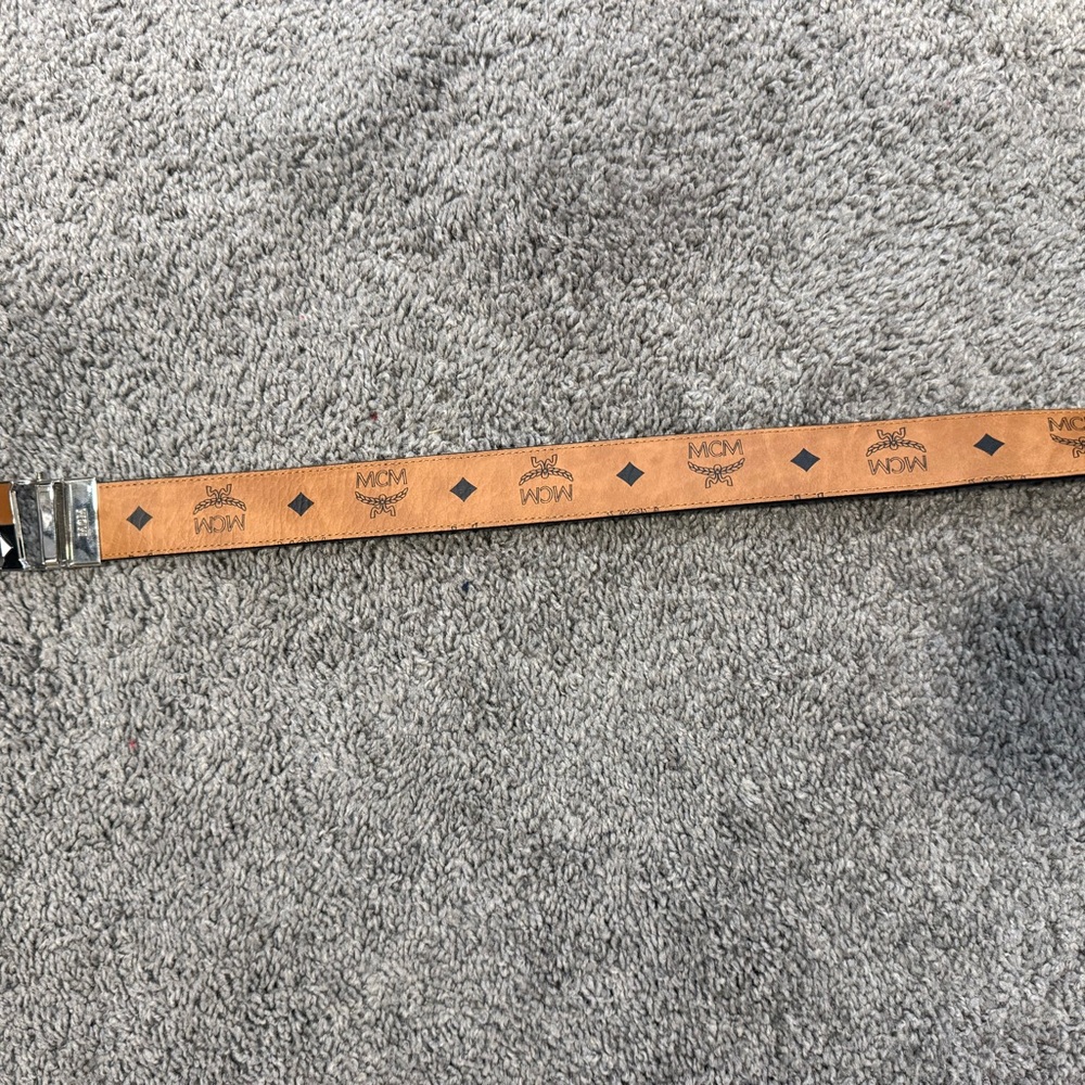 MCM Cognac Visetos Belt 42in